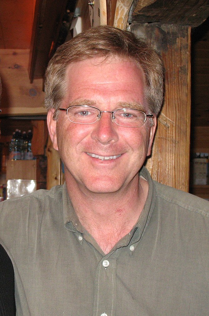 Rick Steves at the Mountain Hostel, Gimmelwald...