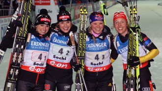 The winning German team at the Biathlon World Cup in Sochi -- photo: dpa