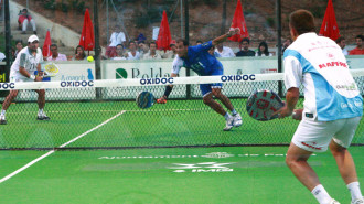 Padel is a sport derived from tennis, played on smaller courts with shorts rackets, in doubles, four players per court.